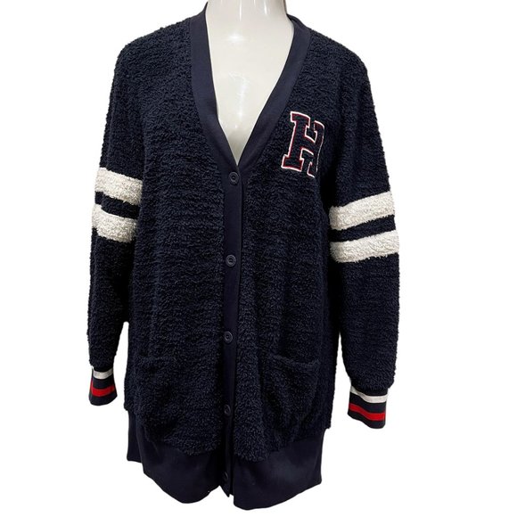 Tommy Hilfiger Preppy Long Cardigan, Navy, Red, White, L - Picture 4 of 9